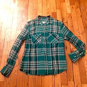 Green Plaid Button Down Shirt